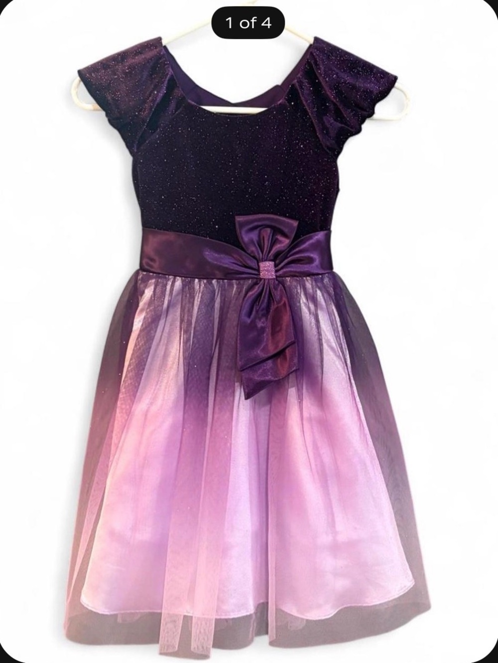 Jona Michelle Sparkling Purple Ombre Party Dress with Bow size 7